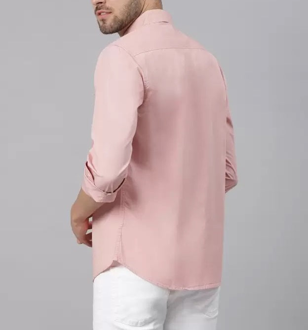 Plain Cotton Peech Color Shirt for Man