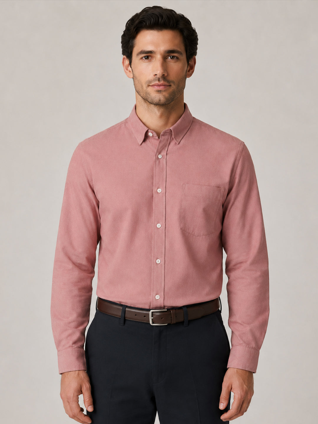 Pack of 2 Olive & Maroon Formal Oxford Cotton Shirt For Men