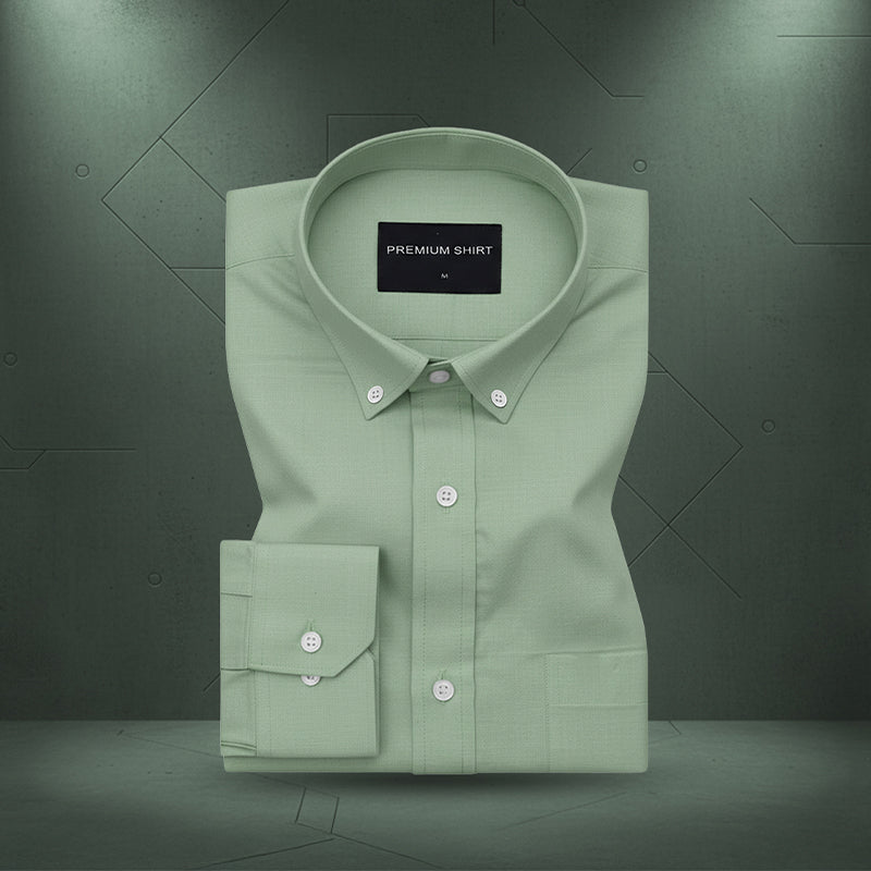 Casual Oxford Cotton Sea Green Shirt For Men