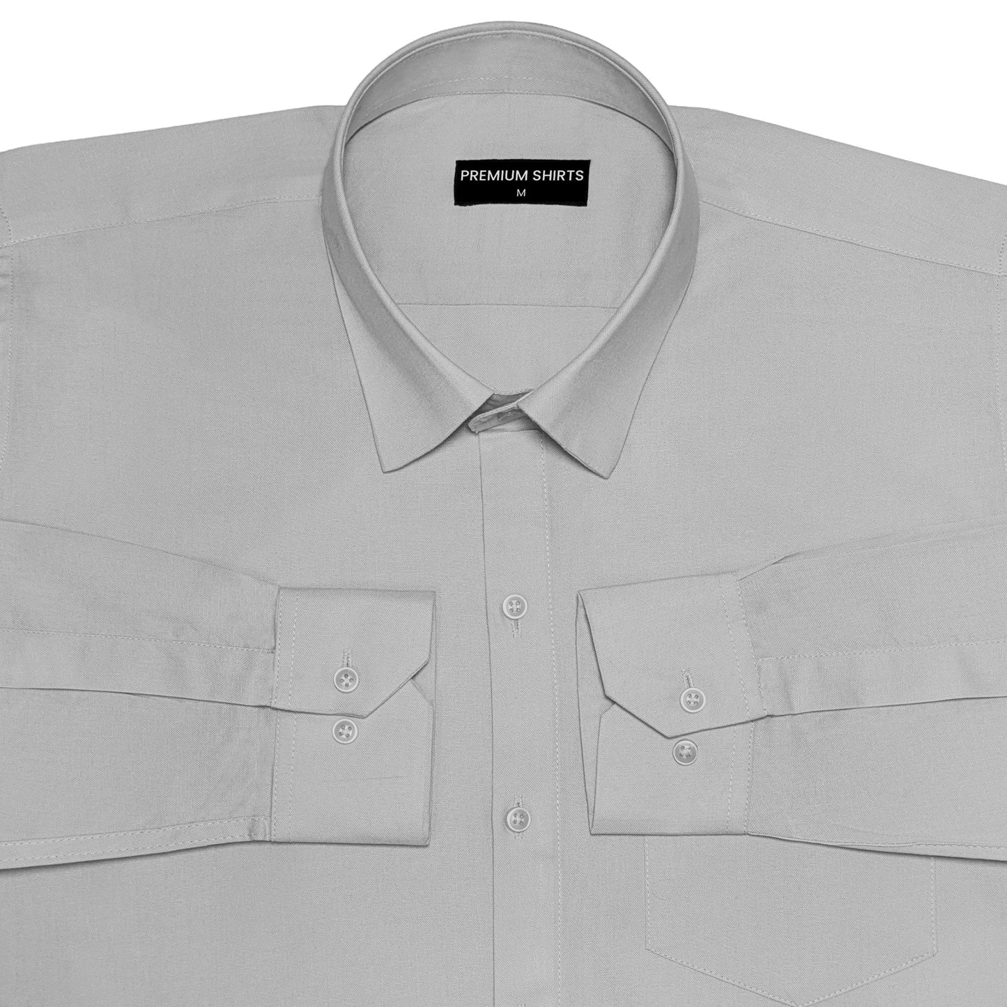 Silver Grey Oxford Cotton Shirt For Men
