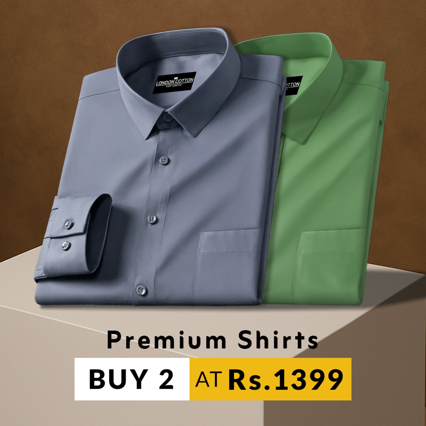 Pack of 2 Premium Cotton Solid Shirt for Man (Dark Grey, New Pista)