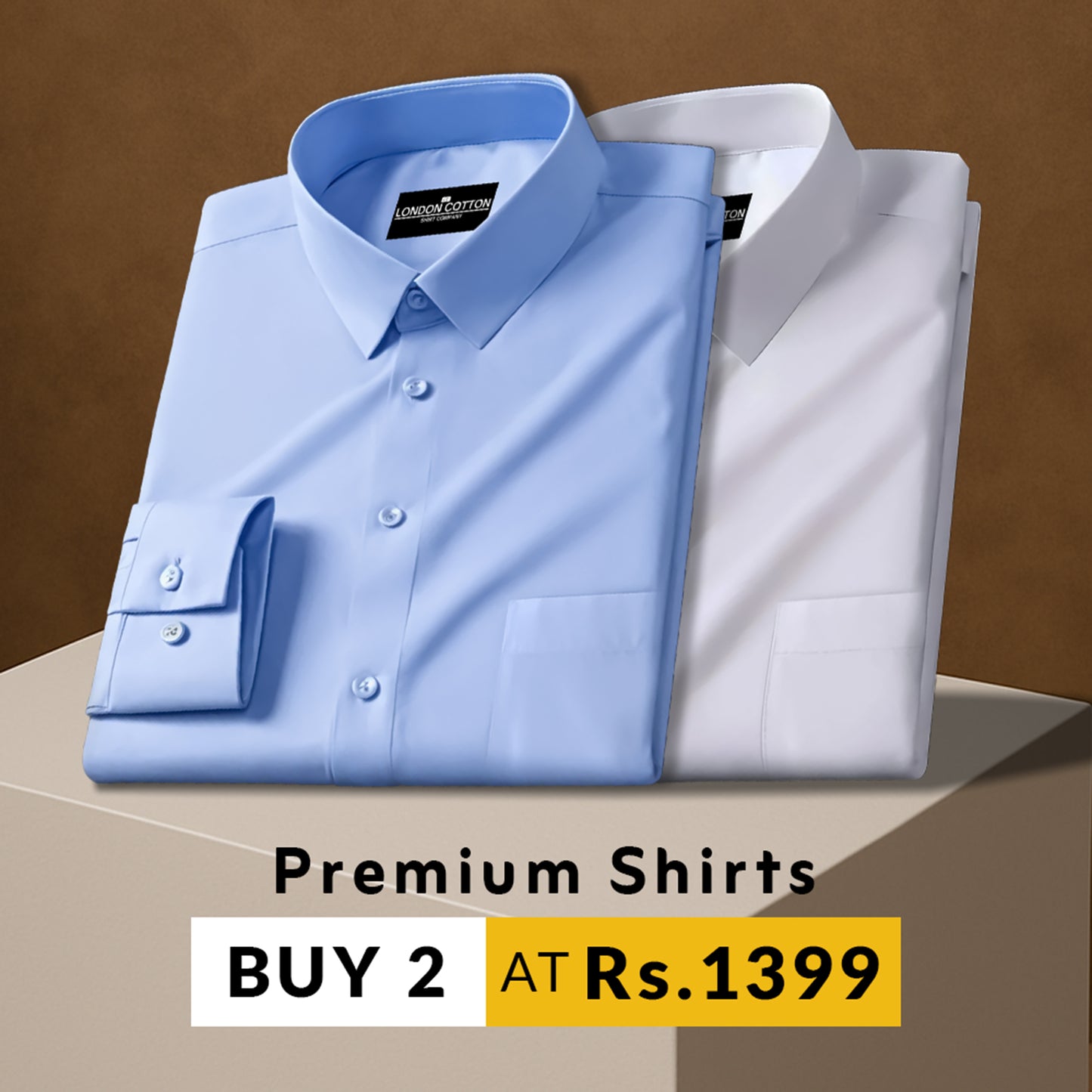 Pack of 2 Premium Cotton Solid Shirt for Man (Sky Blue, White)