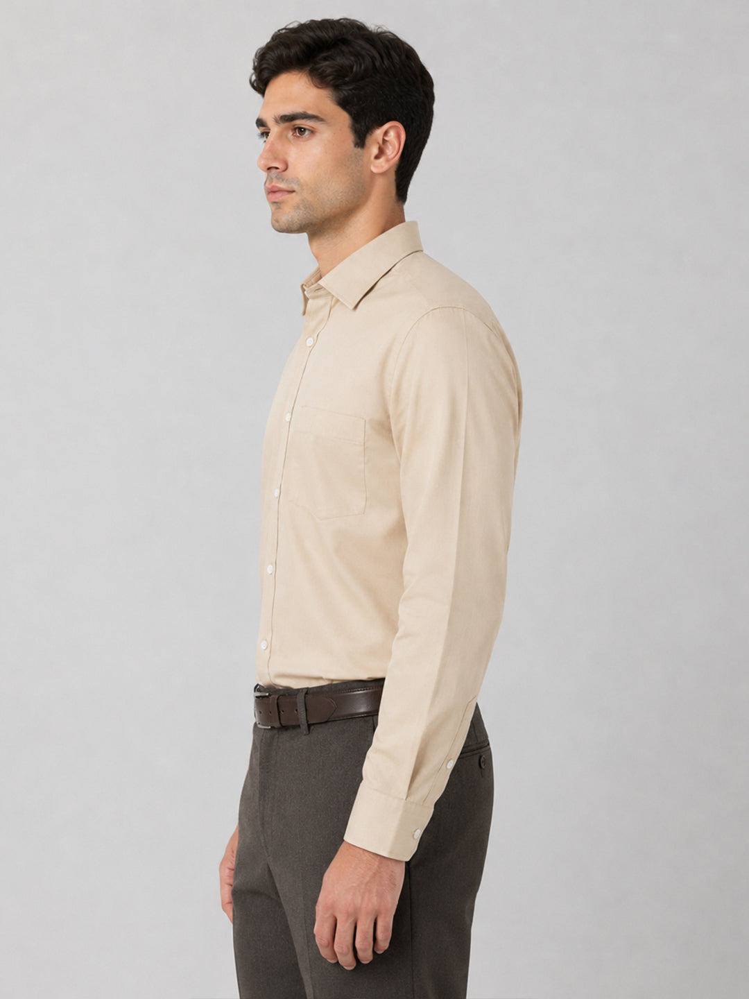 Pack of 2 Brown & Cream Formal Oxford Cotton Shirt For Men