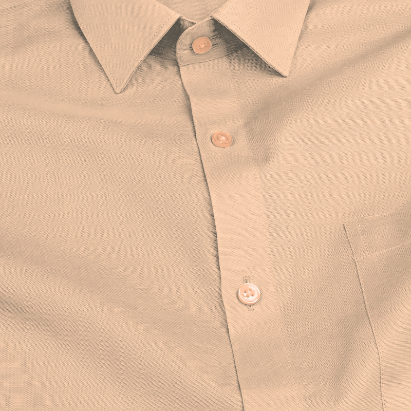 Cream Solid Linen Shirt for Man