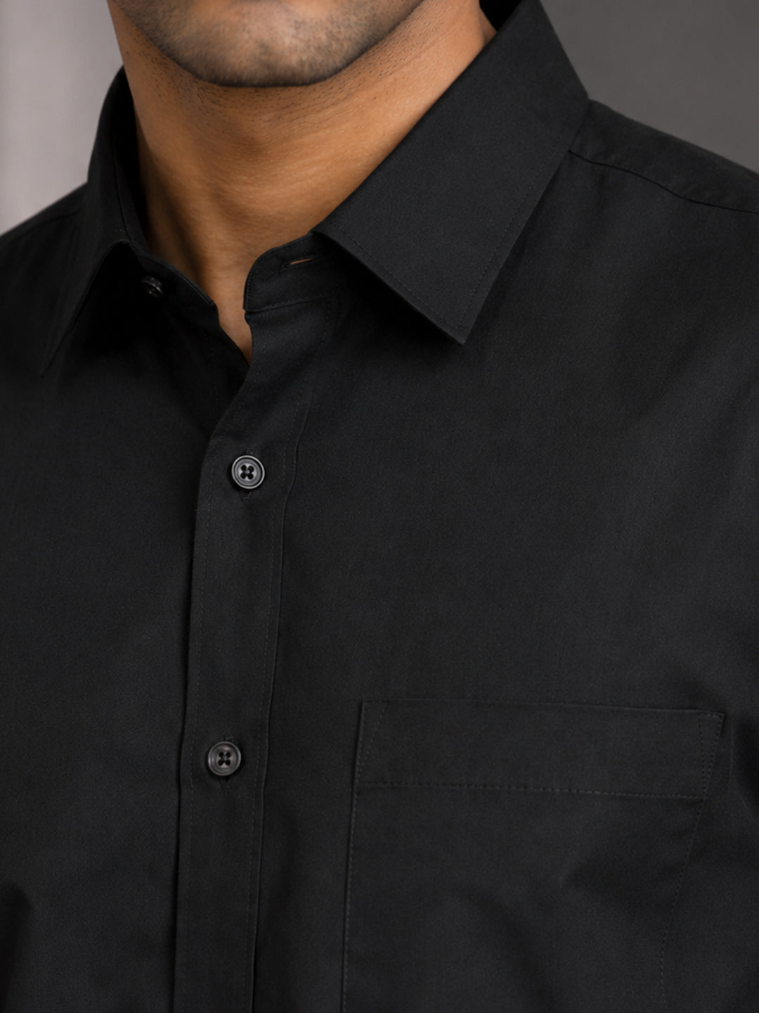 Half Sleeve Paper Cotton Black Shirt for Men