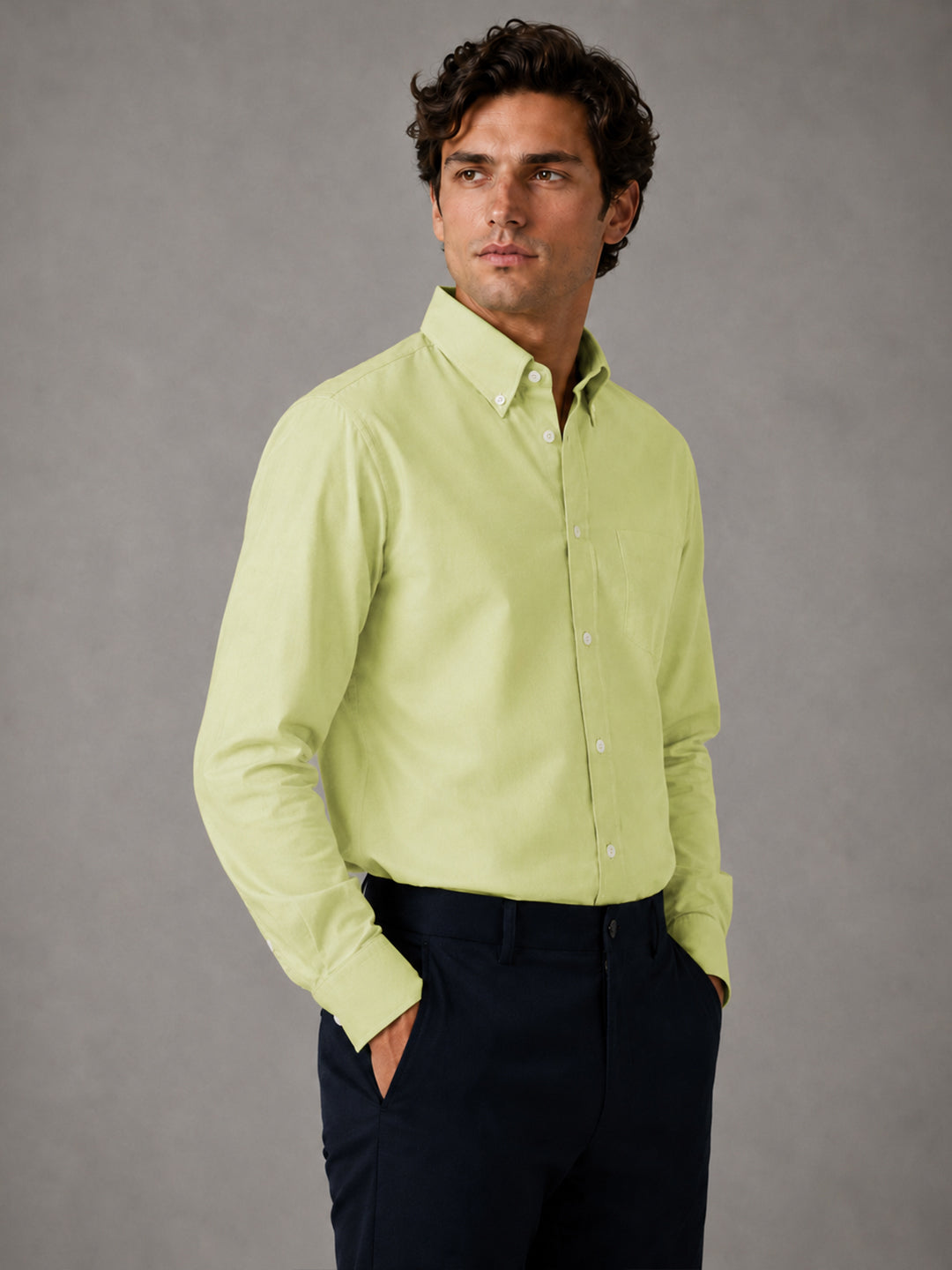 Oxford Cotton Lime Green Shirt For Men