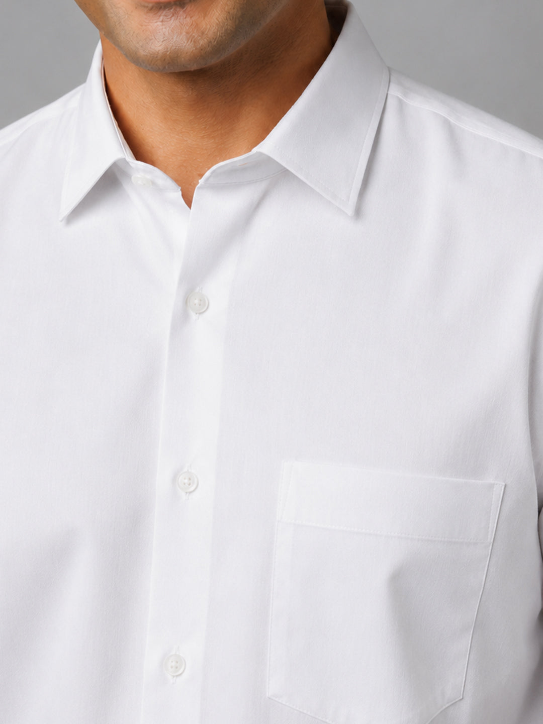 Half Sleeve Paper Cotton White Shirt for Men