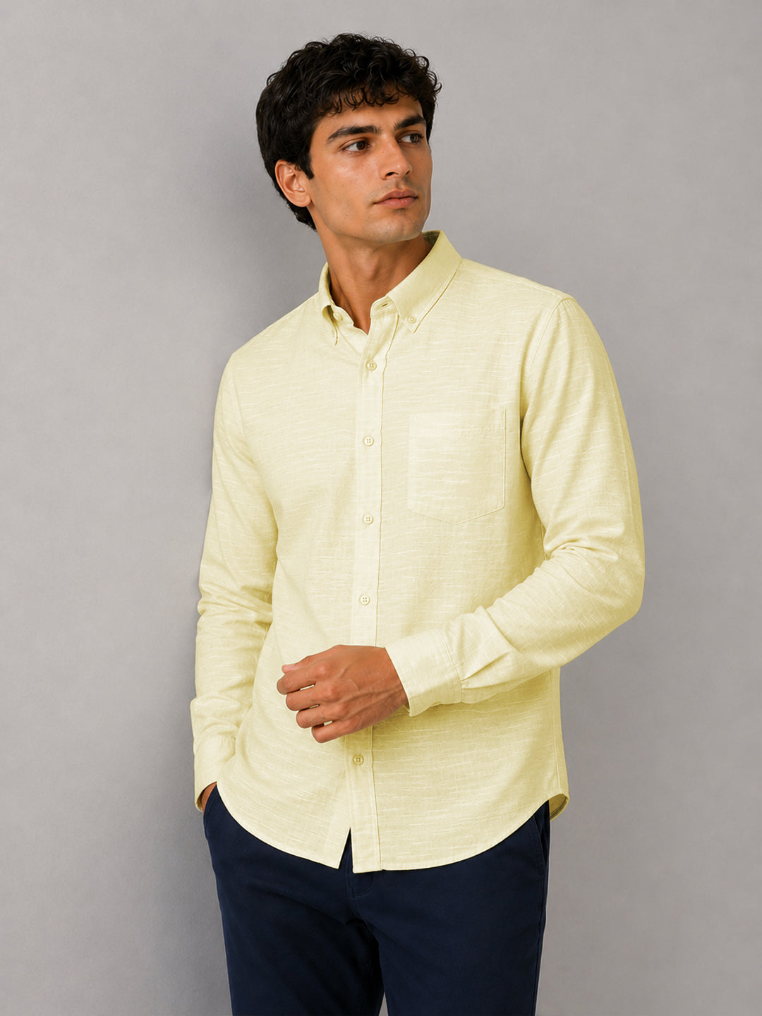 Turkish Blue & Lemon Linear Linen Pack of 2 Shirt