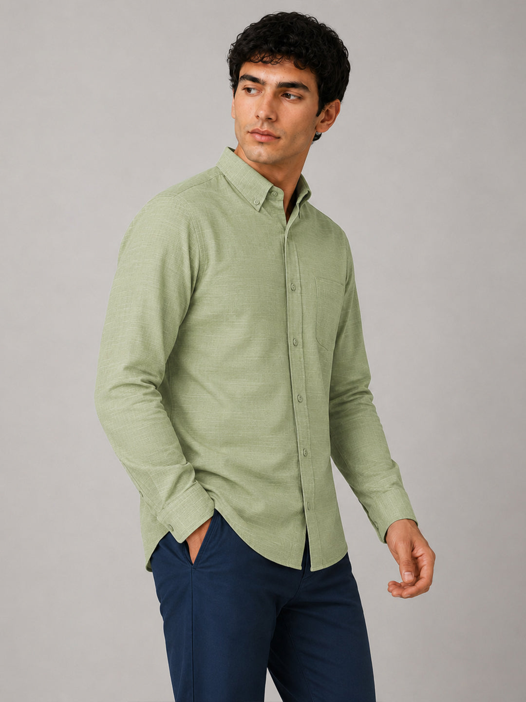 Bottle Green & Sage Linear Linen Pack of 2 Shirt