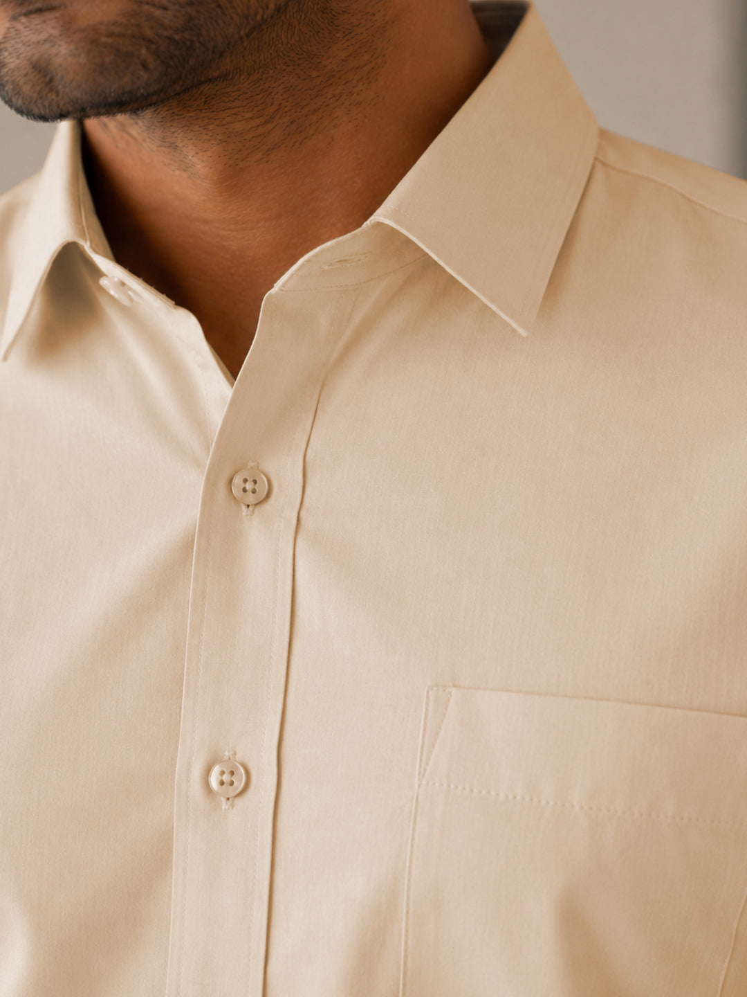 Half Sleeve Paper Cotton Soft Beige Shirt for Men