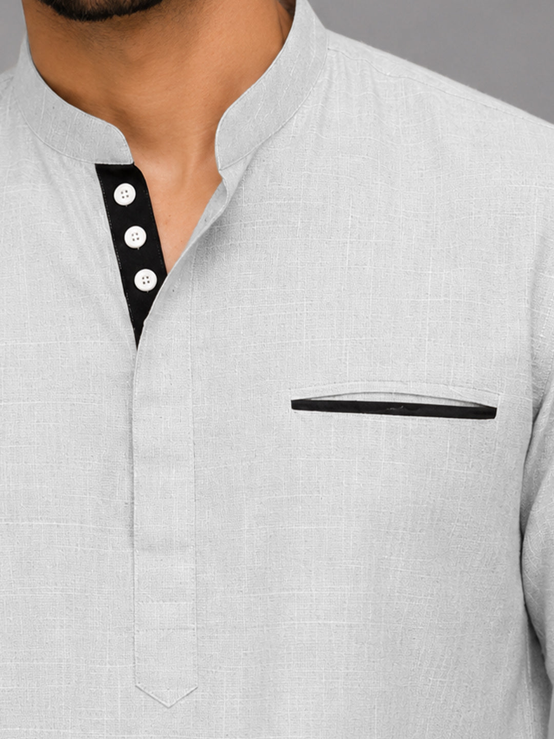 Urban Fit White Short Linen Kurta For Men