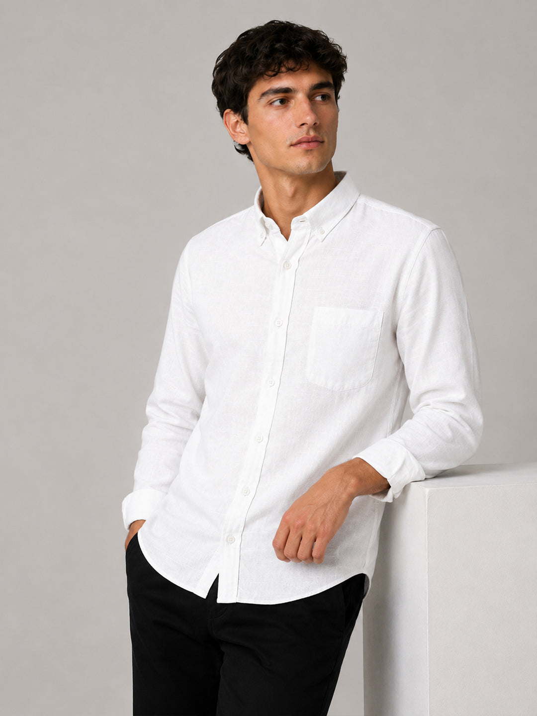 White Linear Linen Shirt