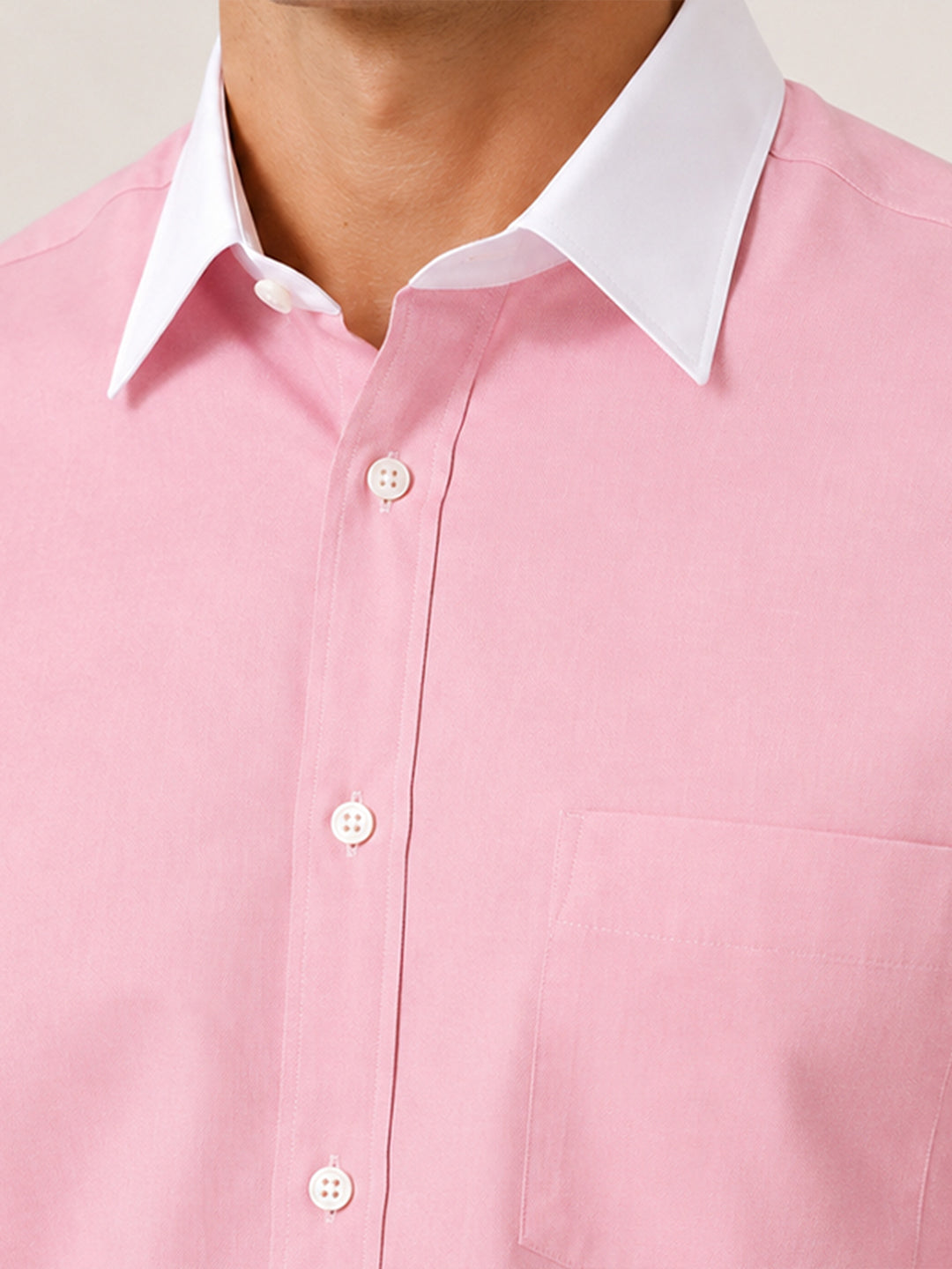 Pack of 2 White Collar Oxford Cotton Shirt For Men (Denim Blue & Pink)