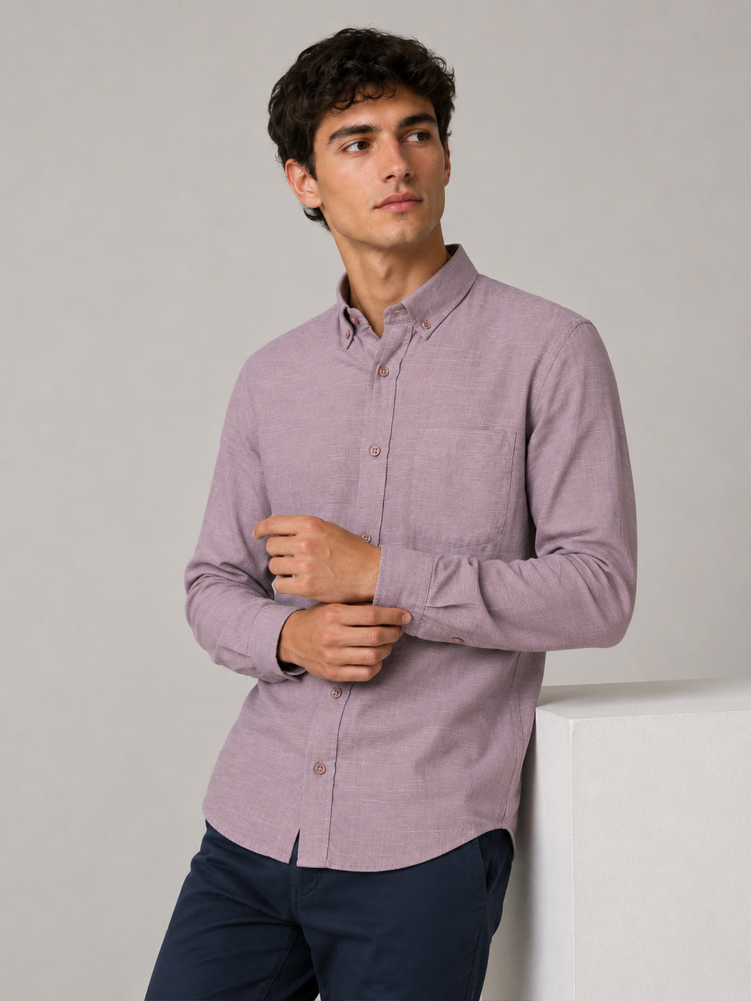 Sky Blue & Lavender Linear Linen Pack of 2 Shirt