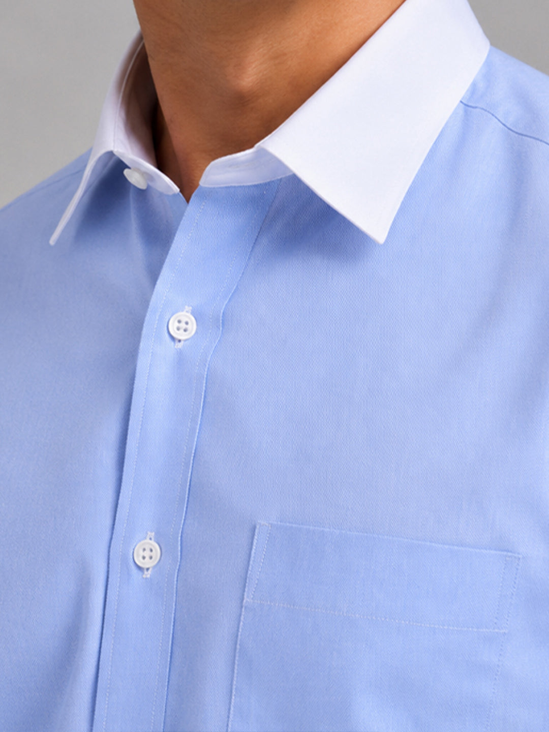 Pack of 2 White Collar Oxford Cotton Shirt For Men (Dark Grey & Denim Blue)