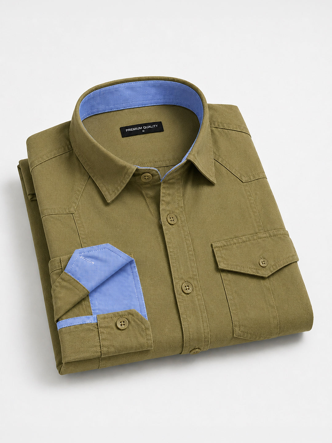 Pack Of 2 Cargo Style Olive & Cream Shirt