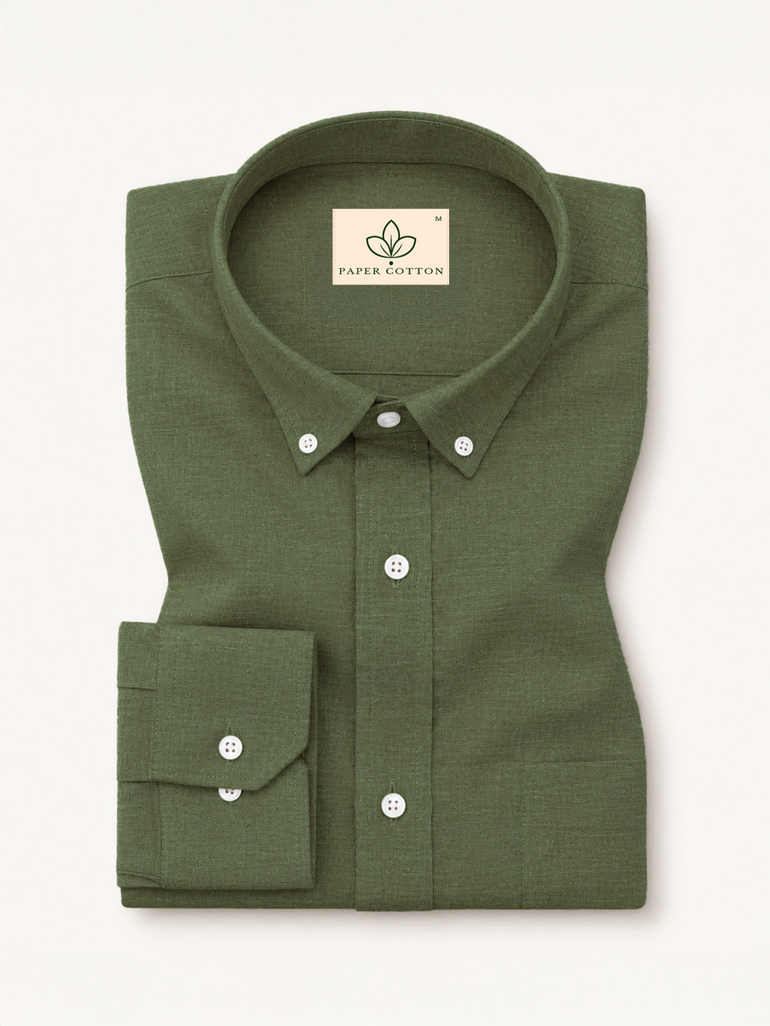 Olive Down Button Casual Linen Shirt