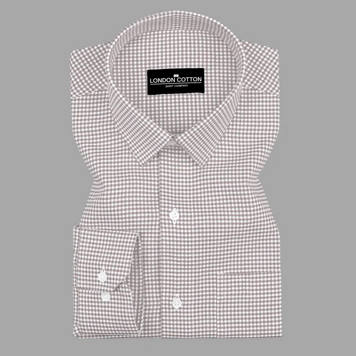 Beige Check Oxford Premium Cotton Shirt For Men