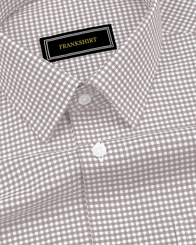 Beige Check Oxford Premium Cotton Shirt For Men