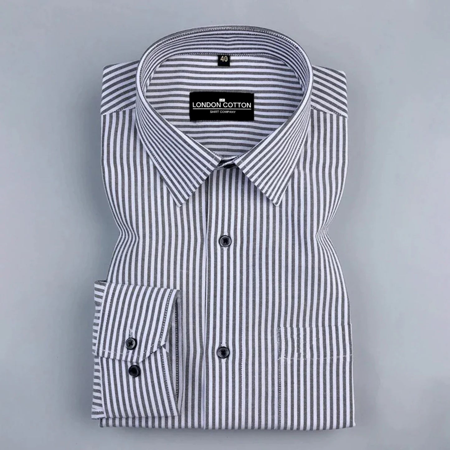 Black Stripe Oxford Premium Cotton Shirt For Men