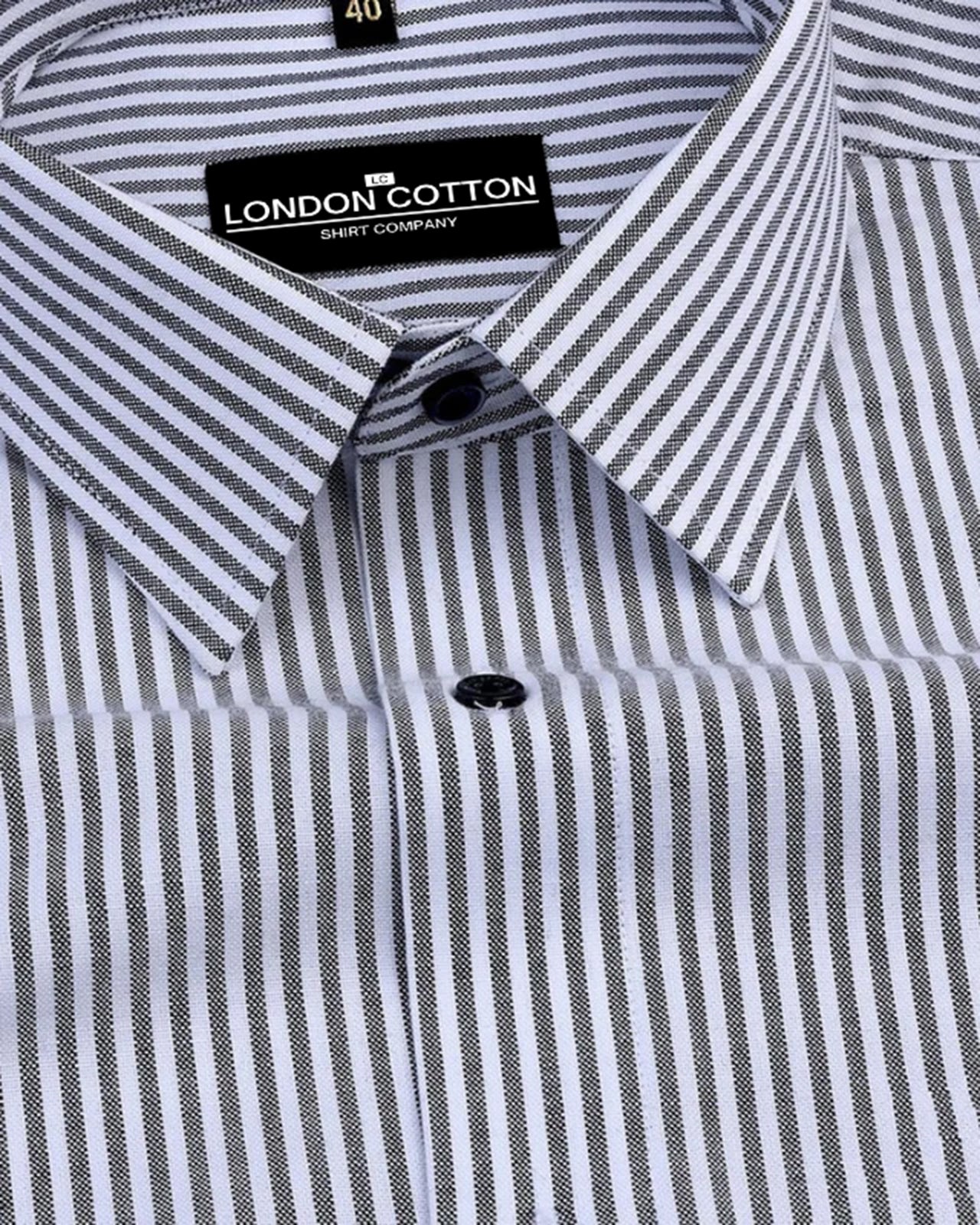 Black Stripe Oxford Premium Cotton Shirt For Men