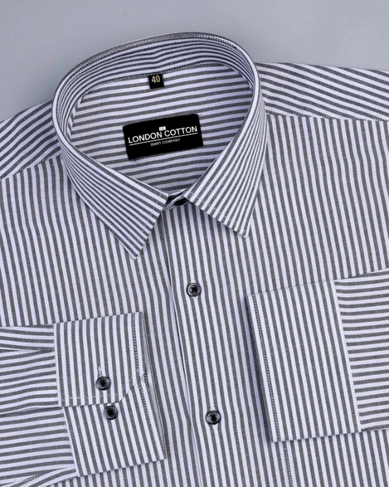 Black Stripe Oxford Premium Cotton Shirt For Men