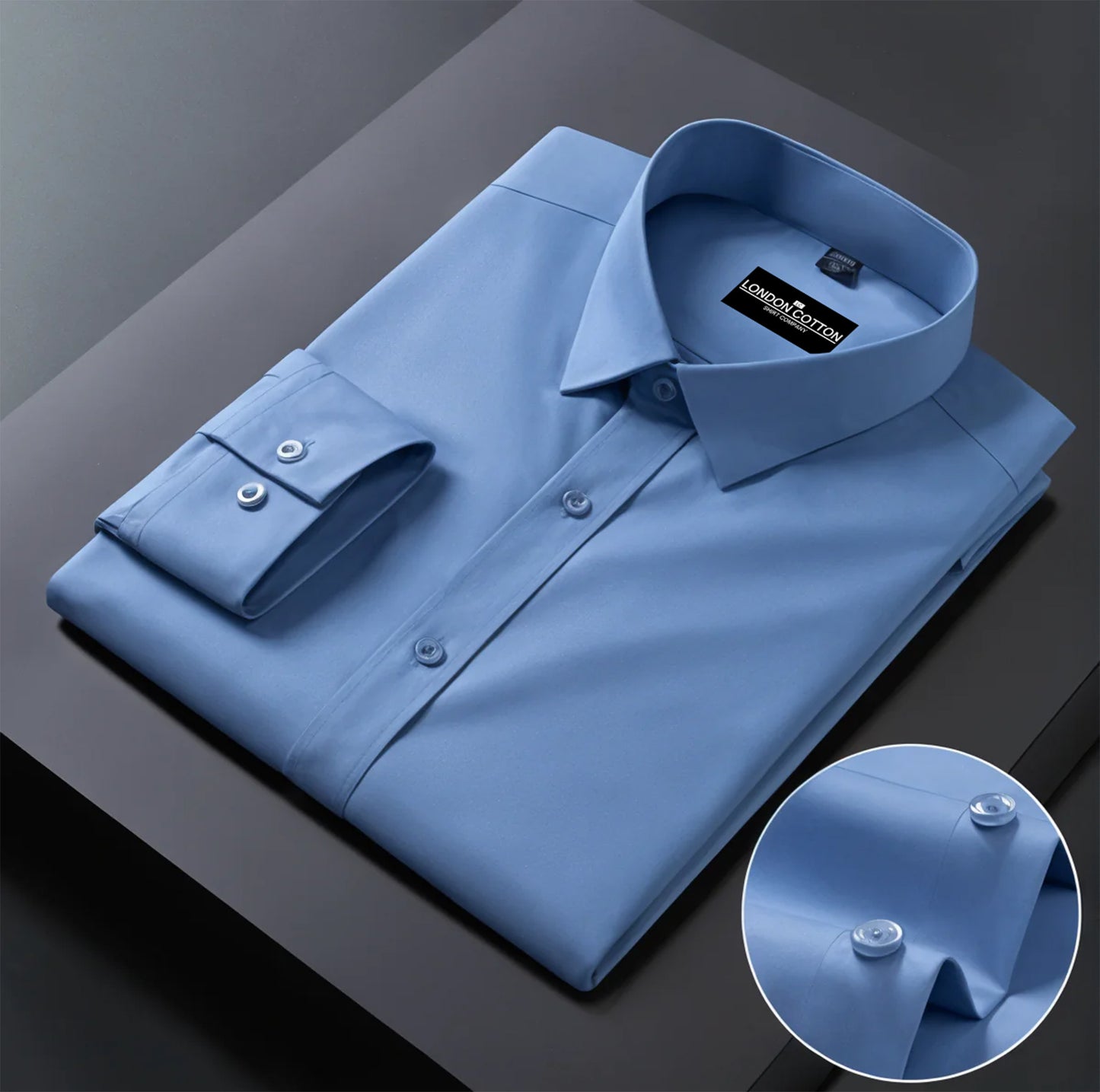 Premium Cotton Solid Shirt for Man (Denim Blue)
