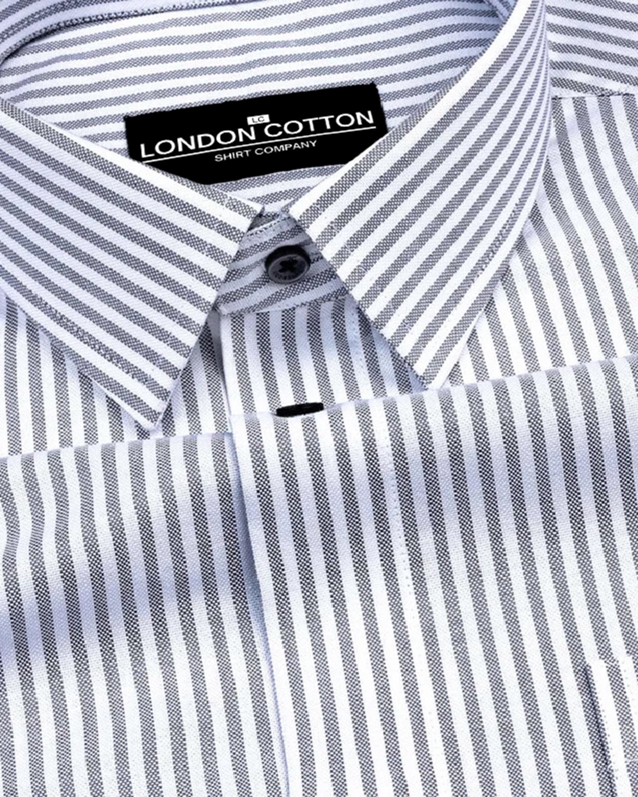 Light Grey Stripe Oxford Premium Cotton Shirt For Men