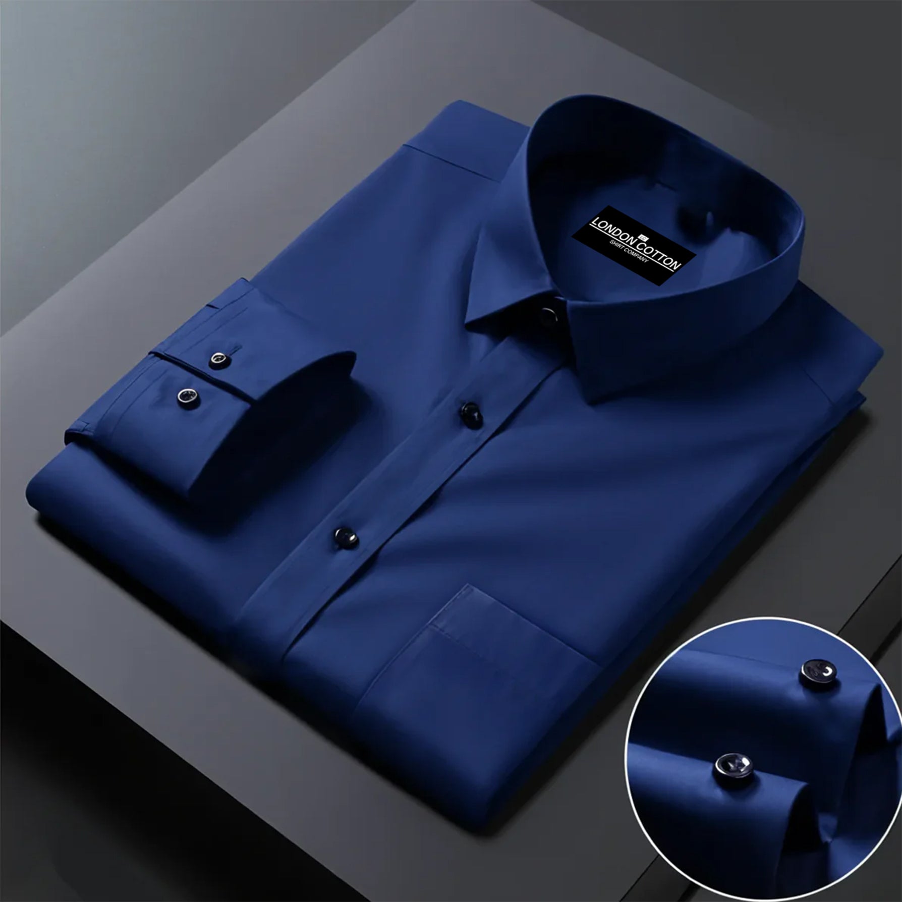 Navy Blue Premium Cotton Shirt For Men London Cotton Navy Blue Premium Cotton Shirt For Men London Cotton