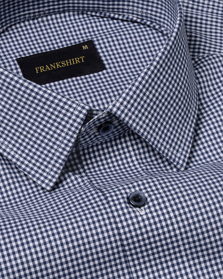 Navy Blue Check Oxford Premium Cotton Shirt For Men