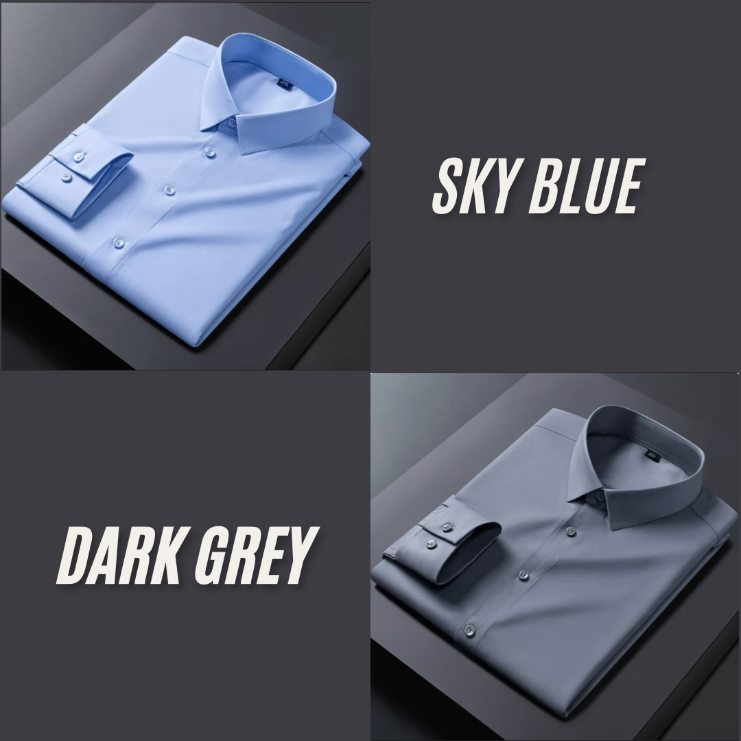 Pack of 2 Premium Cotton Solid Shirt for Man (Sky Blue, Dark Grey)