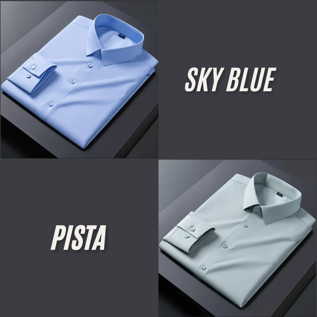 Pack of 2 Premium Cotton Solid Shirt for Man (Sky Blue, Pista)
