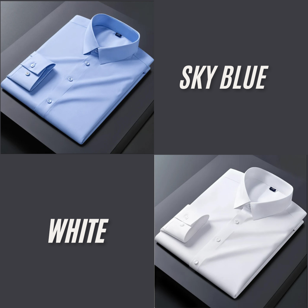 Pack of 2 Premium Cotton Solid Shirt for Man (Sky Blue, White)