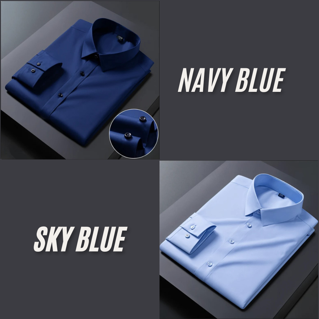 Pack of 2 Premium Cotton Solid Shirt for Man (Navy Blue, Sky Blue)