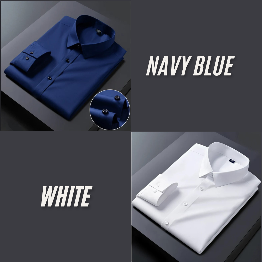 Pack of 2 Premium Cotton Solid Shirt for Man (Navy Blue, White)