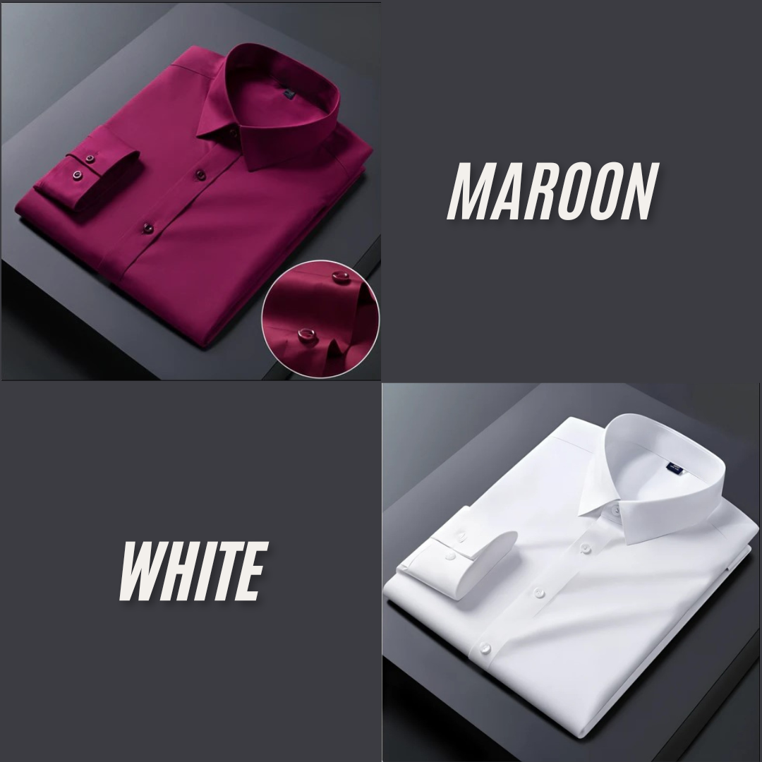 Pack of 2 Premium Cotton Solid Shirt for Man (Maroon, White)