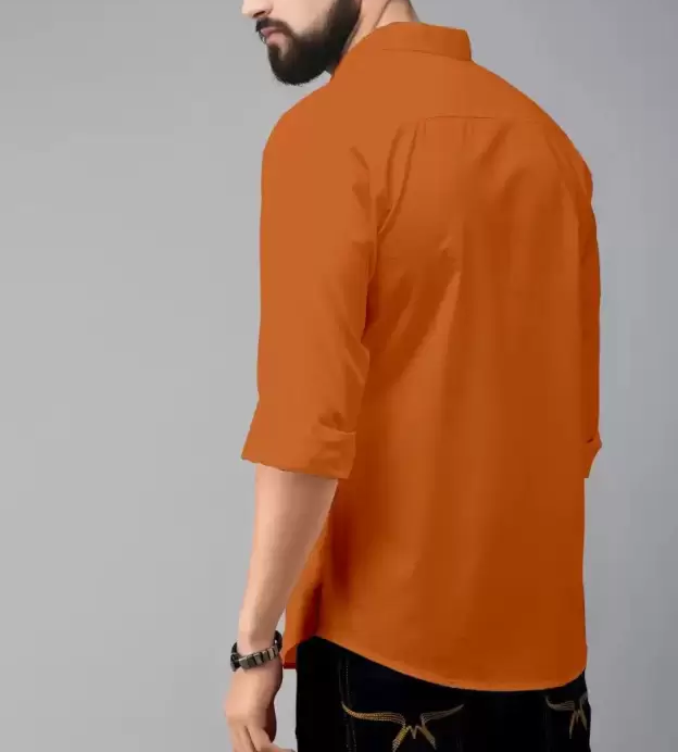 Premium Cotton Blend Solid Shirts (Orange)