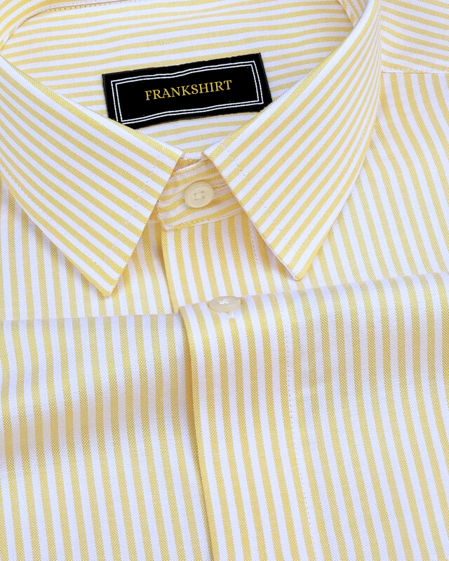 Yellow Stripe Oxford Premium Cotton Shirt For Men