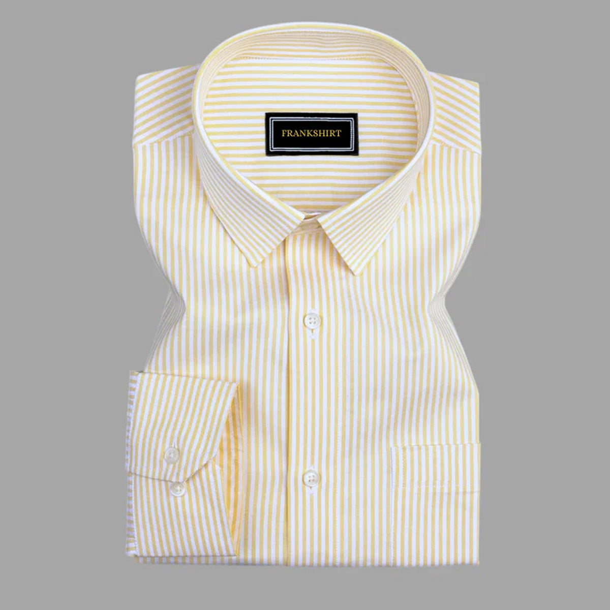 Yellow Stripe Oxford Premium Cotton Shirt For Men