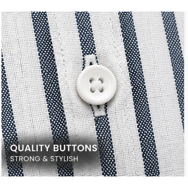 Men's Grey & Navy Blue Striped Linen Textured Shirt – Regular Fit