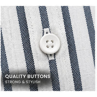 Men's Grey & Navy Blue Striped Linen Textured Shirt – Regular Fit