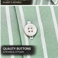 Men's Mint Green Striped Linen Textured Shirt – Regular Fit