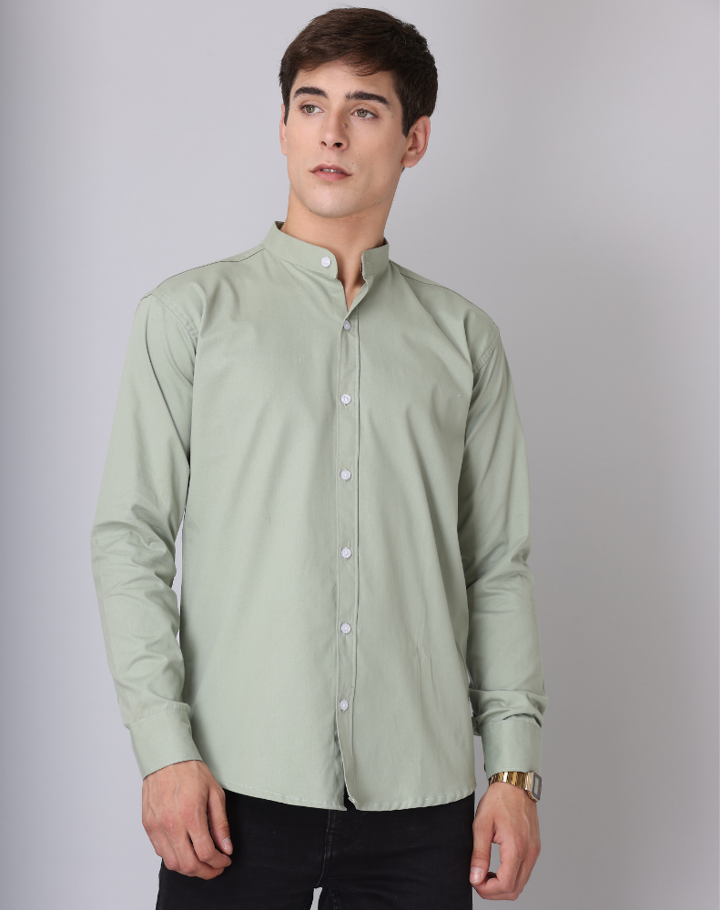 Chinese Collar Pista Tailored Fit Cotton Casual Shirt for Man