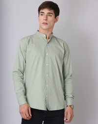 Premium Chinese Collar Pista Tailored Fit Cotton Casual Shirt for Man