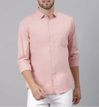 Plain Cotton Peech Color Shirt for Man