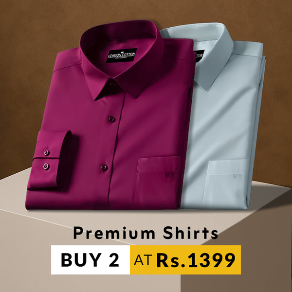 Pack of 2 Premium Cotton Solid Shirt for Man (Maroon, Pista)