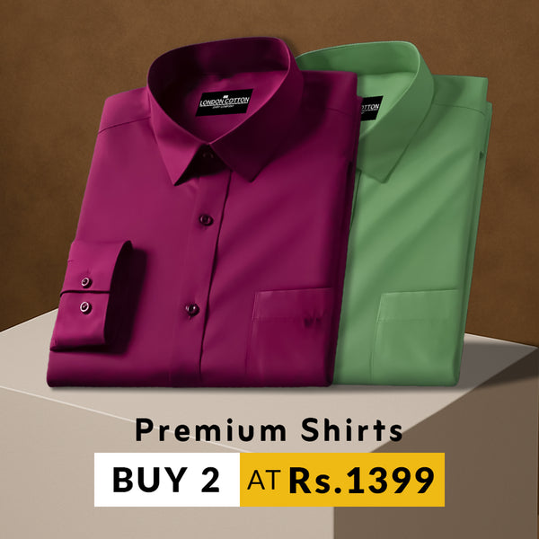Pack of 2 Premium Cotton Solid Shirt for Man (Maroon, New Pista)