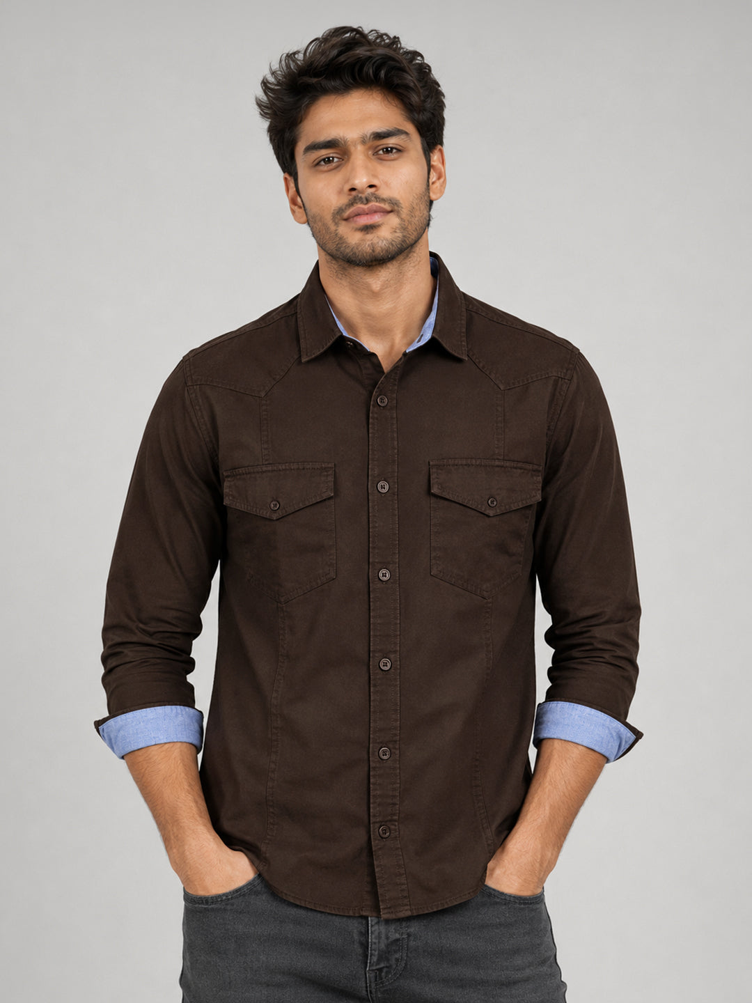 Cargo Style Dark Brown Shirt