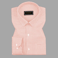 Peach Check Oxford Premium Cotton Shirt For Men
