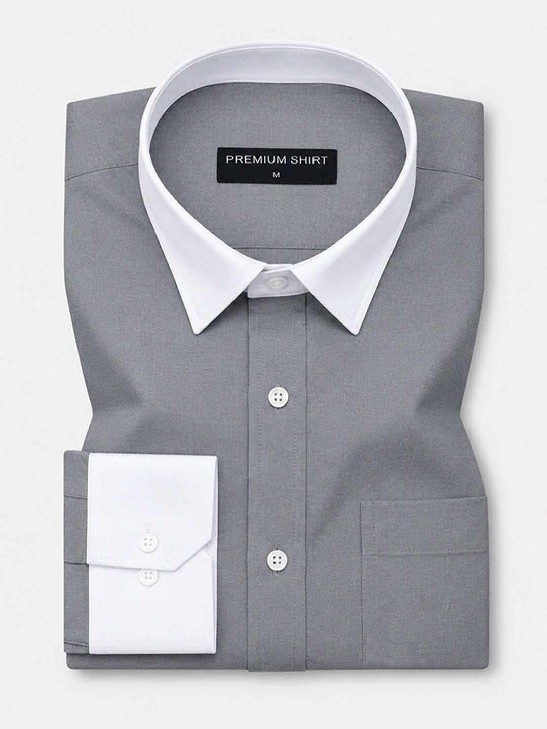 Pack of 2 Dark Grey White Collar & Maroon Formal Oxford Cotton Shirt For Men